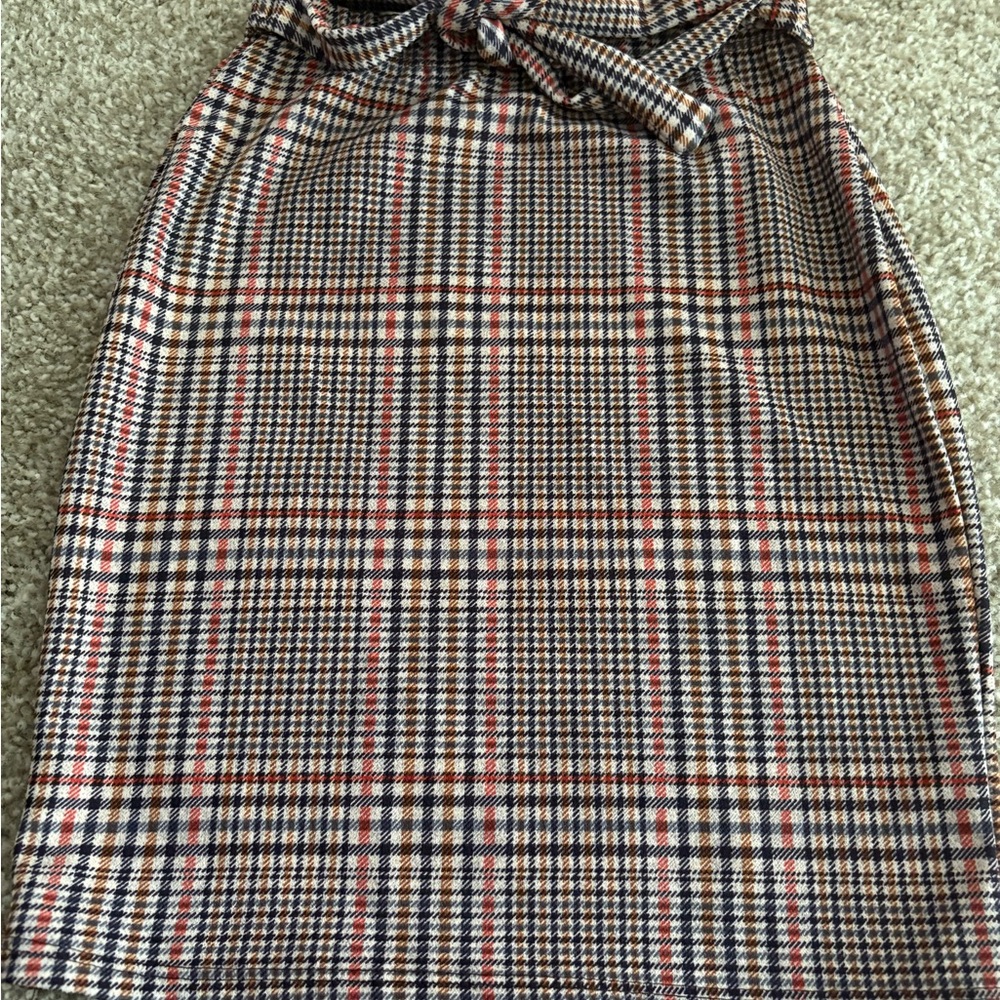 Rainbow Plaid Pencil Skirt - Red, Black, White